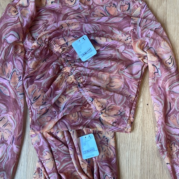 NWT Free People Supernova Crop Top and Wrap Skirt Set in Warm Clay Combo size XS - Picture 4 of 4